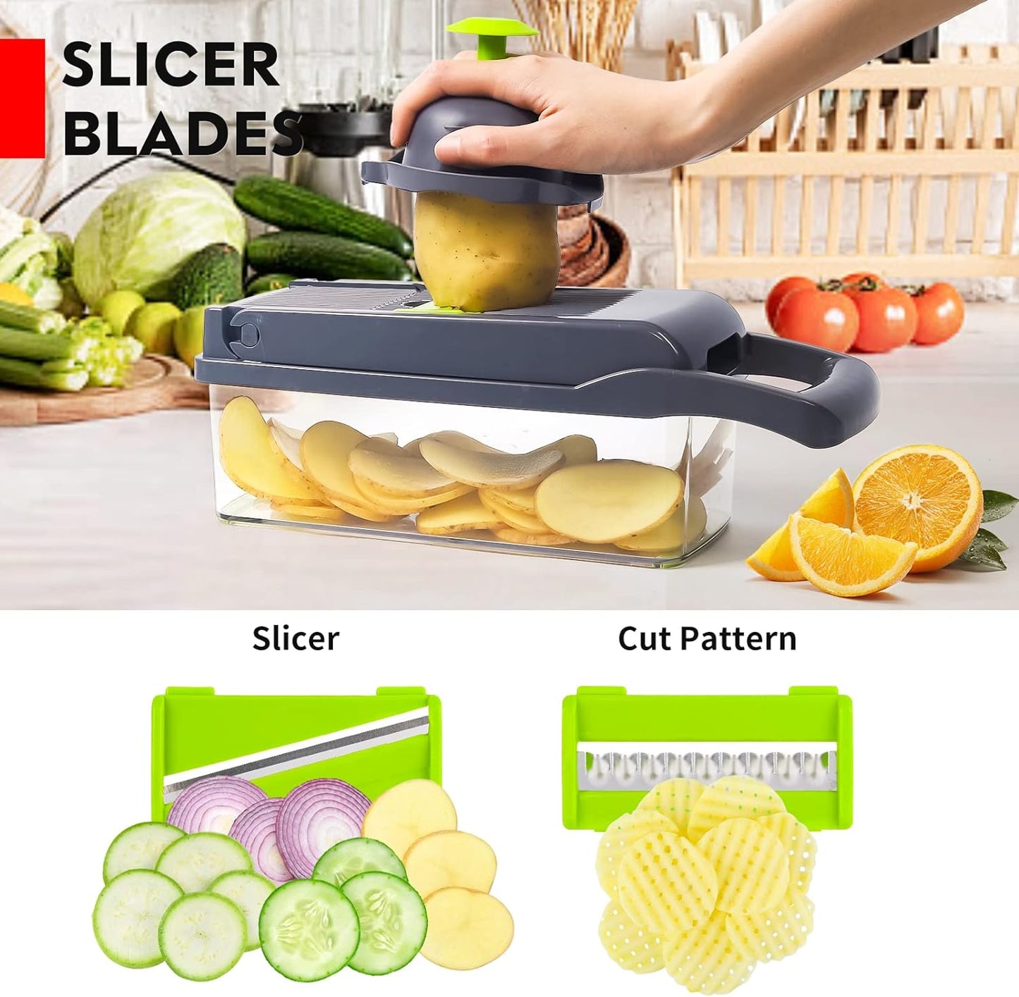 AJ 13-in-1 Multifunctional Vegetable Chopper Pro, Set of 13 pcs