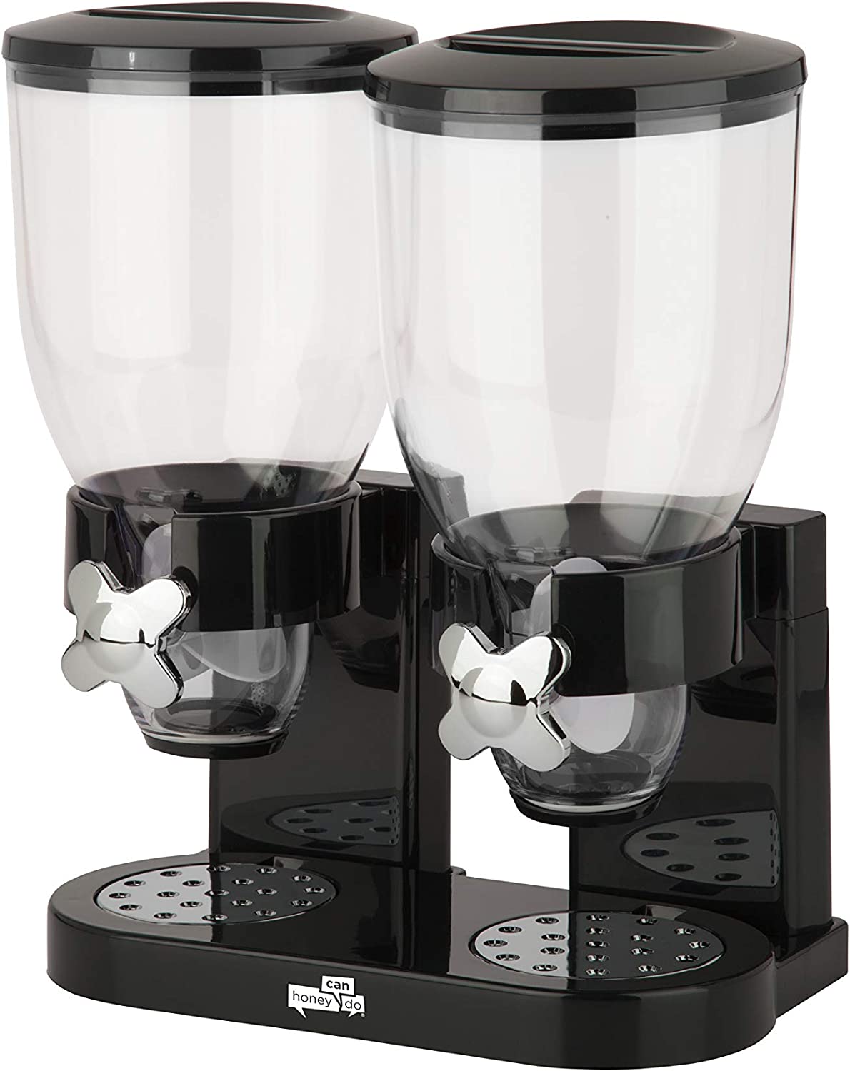 AJ Double Cereal Dispenser, Cereal Dispenser with 2 Containers of 500ml, Black