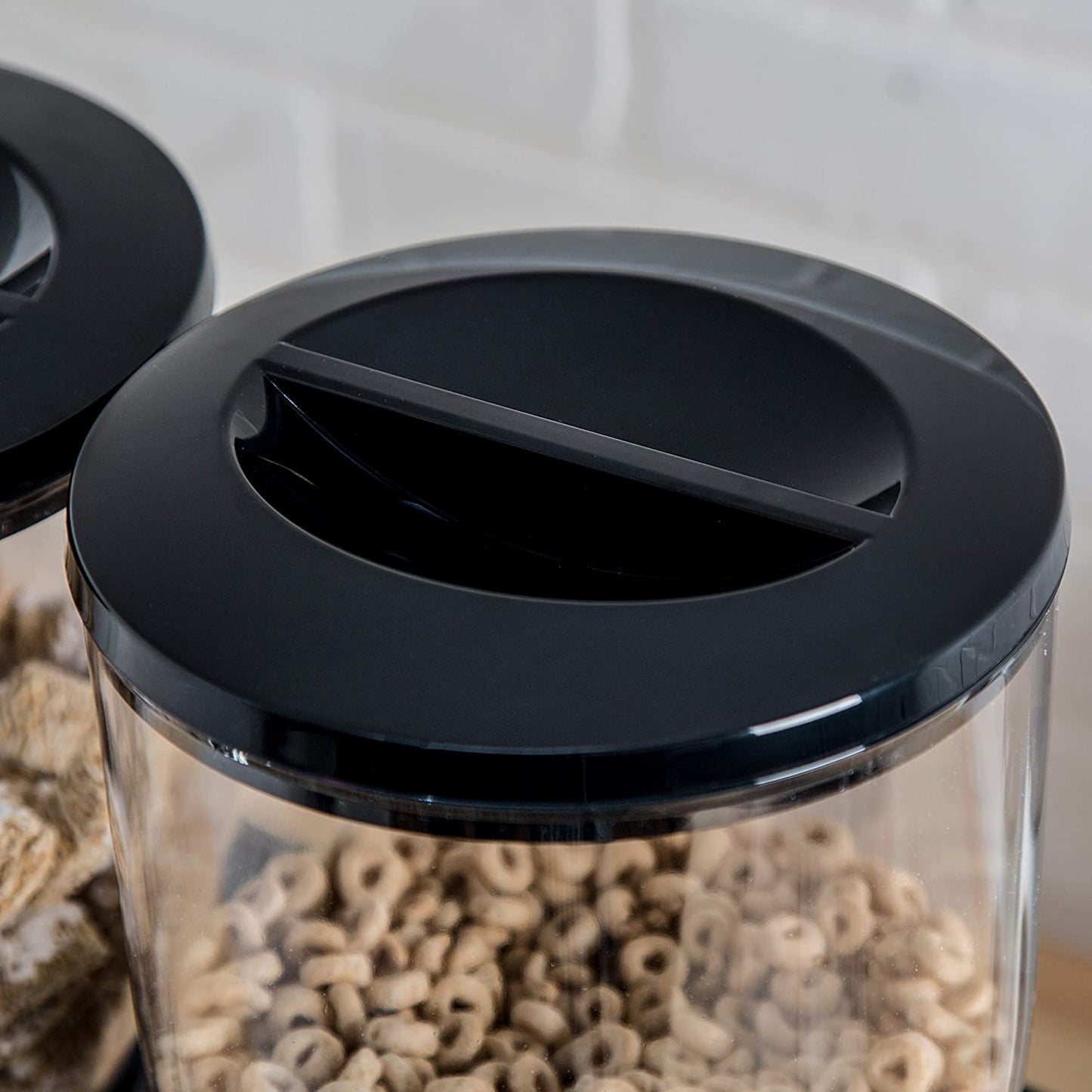 AJ Double Cereal Dispenser, Cereal Dispenser with 2 Containers of 500ml, Black