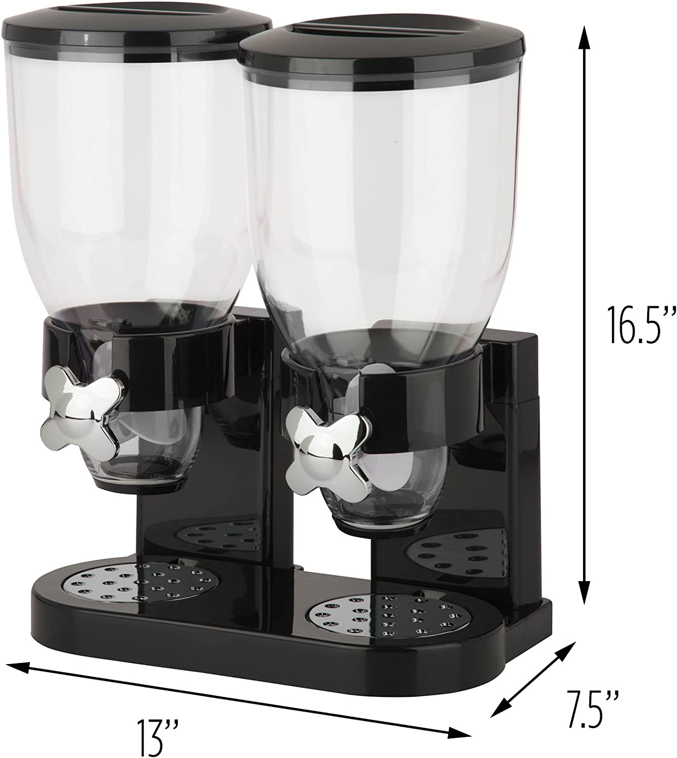 AJ Double Cereal Dispenser, Cereal Dispenser with 2 Containers of 500ml, Black