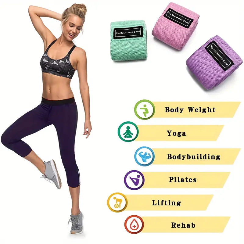 AJ Loop Bands, Resistance Bands for Fitness & Yoga, Set of 3 Resistance Bands (Various Resistance Levels)