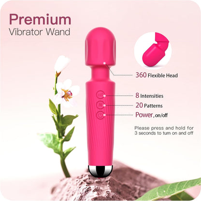 SMD Vibrator Wand, Ασύρματος Κλειτοριδικός δονητής, 20 Vibrations & 8 intensities, Pink