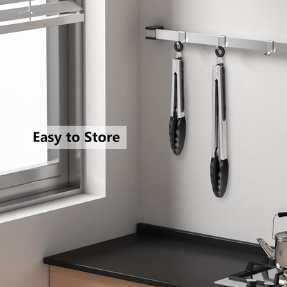 AJ 2-Pack Kitchen Tongs, Stainless Steel Kitchen Tongs, 23 & 30cm, Set 2