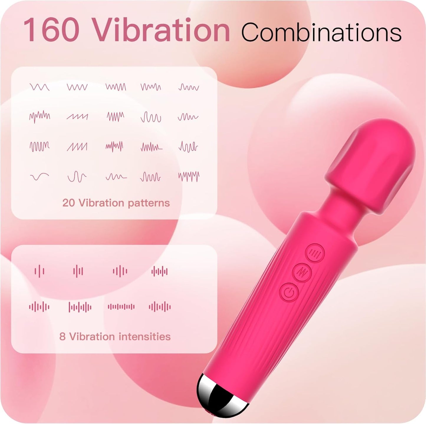 SMD Vibrator Wand, Ασύρματος Κλειτοριδικός δονητής, 20 Vibrations & 8 intensities, Pink