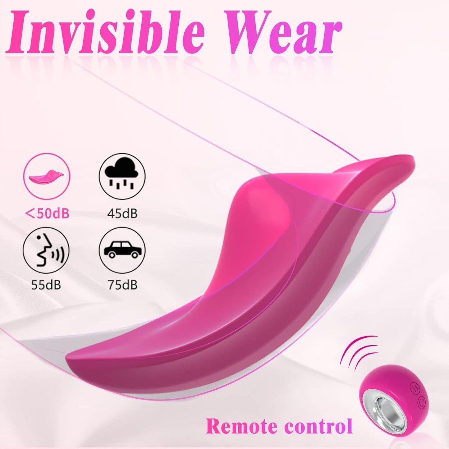 SMD Mini Wearable Clit Vibrator, Ασύρματη χρήση με Χειριστήριο, 12 Vibrating Modes, Pink