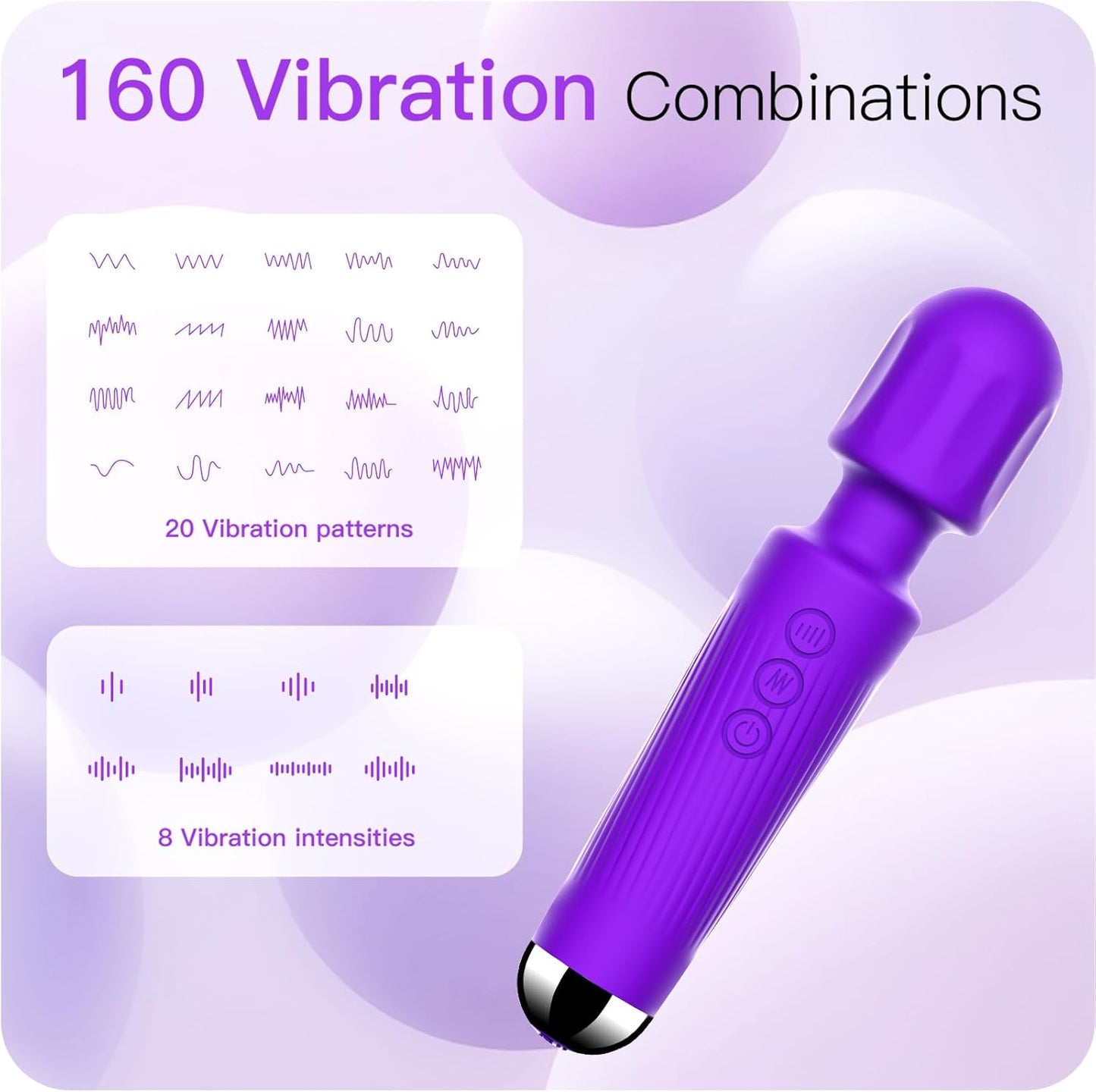 SMD Vibrator Wand, Ασύρματος Κλειτοριδικός δονητής, 20 Vibrations & 8 intensities, Purple
