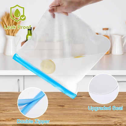 AJ 10-Pack Reusable Food Safe Reusable Bags Silicone, BPA Free, σε 3 Μεγέθη, Σετ των 10τμχ