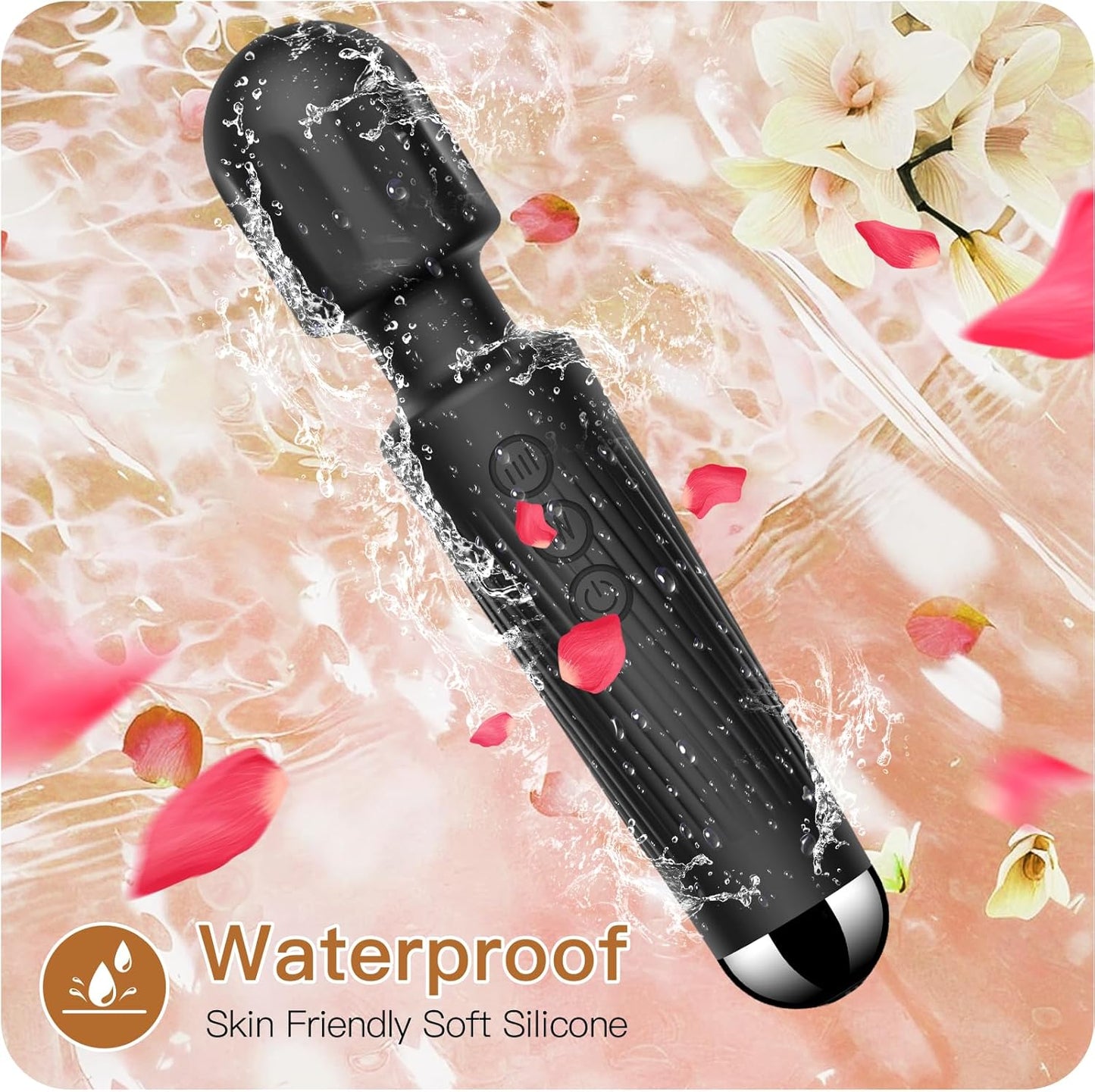 SMD Vibrator Wand, Ασύρματος Κλειτοριδικός δονητής, 20 Vibrations & 8 intensities, Black
