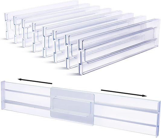 AJ 8-Pack Drawer Dividers, Adjustable Drawer Organisers, Set of 8pcs, 27-52 x 8cm