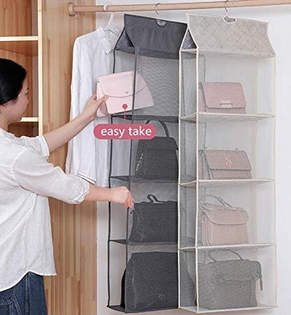 AJ 4-Tier Hanging Purse Organizer for Closet 120 x 40 x 16cm, grey