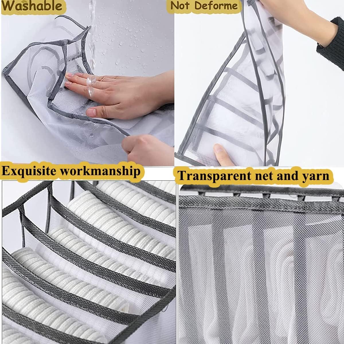 AJ 5-Pack Wardrobe Clothes Organizer, Storage Case for Clothes & Underwear Fabric, Set of 5, Grey