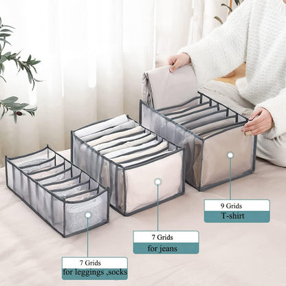AJ 5-Pack Wardrobe Clothes Organizer, Storage Case for Clothes & Underwear Fabric, Set of 5, Grey