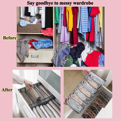 AJ 5-Pack Wardrobe Clothes Organizer, Storage Case for Clothes & Underwear Fabric, Set of 5, Grey