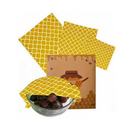 AJ 6-Pack Beeswax Food Wrap Organic, Food Wraps Set of 6 pcs in 3 Sizes (S+M+L), Honeycomb