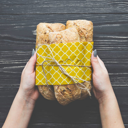AJ 6-Pack Beeswax Food Wrap Organic, Food Wraps Set of 6 pcs in 3 Sizes (S+M+L), Honeycomb