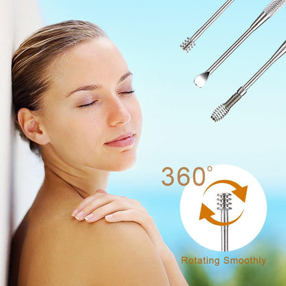 AJ 7 pcs Earwax Removal Kit, Set of 7 Ear Cleaning Tools, with Case, Silver