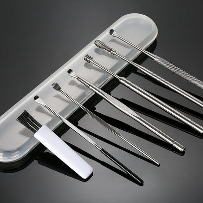 AJ 7 pcs Earwax Removal Kit, Set of 7 Ear Cleaning Tools, with Case, Silver