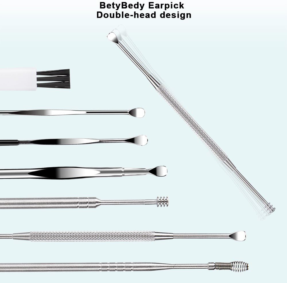 AJ 7 pcs Earwax Removal Kit, Set of 7 Ear Cleaning Tools, with Case, Silver
