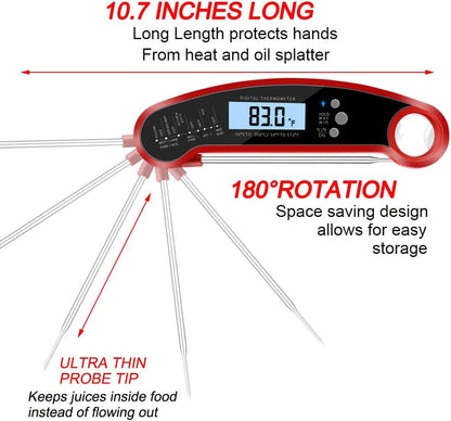 AJ Digital Meat Thermometer, Digital Cooking Thermometer with Spike and Illuminated Display
