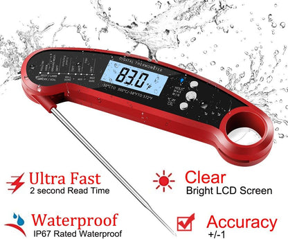 AJ Digital Meat Thermometer, Digital Cooking Thermometer with Spike and Illuminated Display