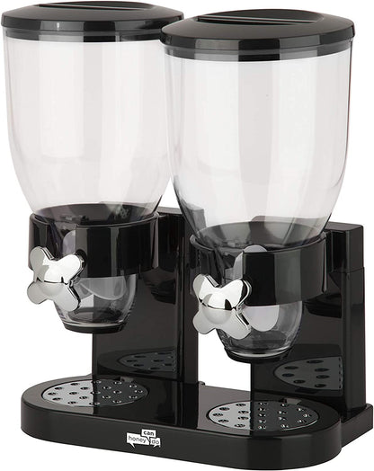 AJ Double Cereal Dispenser, Cereal Dispenser with 2 Containers of 500ml, Black