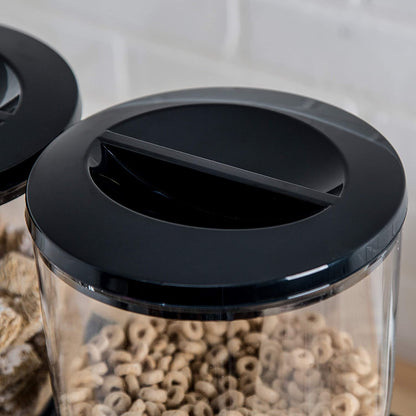 AJ Double Cereal Dispenser, Cereal Dispenser with 2 Containers of 500ml, Black