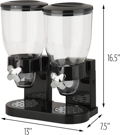 AJ Double Cereal Dispenser, Cereal Dispenser with 2 Containers of 500ml, Black