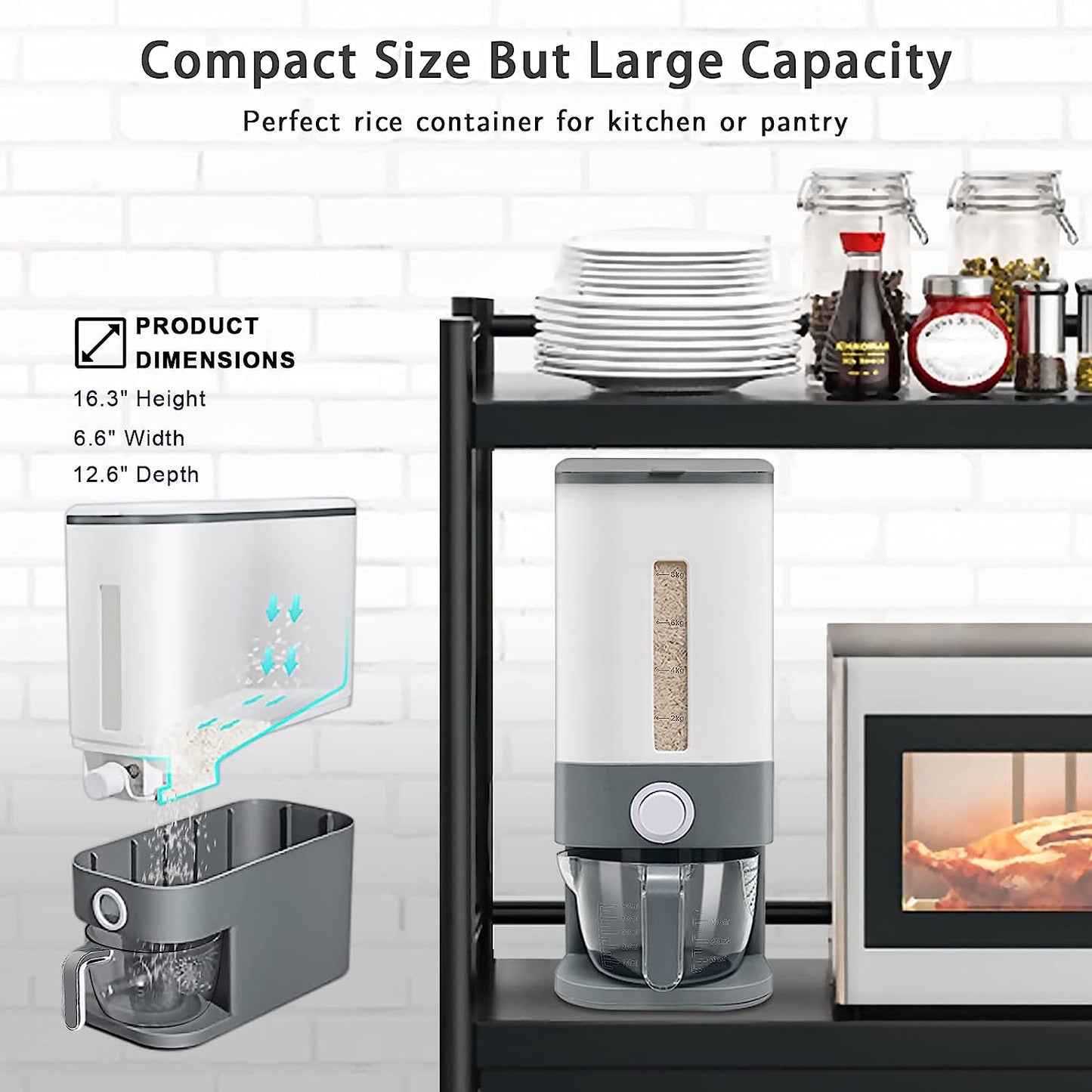 AJ Large Cereal Dispenser 11kg, Gray