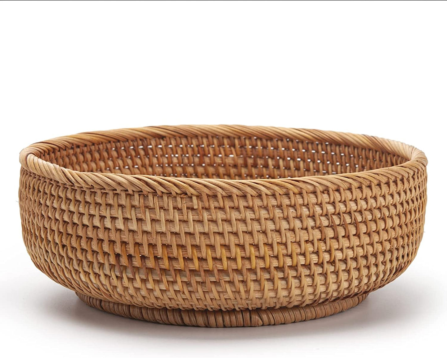 AJ Natural Rattan Storage Baskets Round, Storage Baskets Round, Set of 3pcs, Natural Brown
