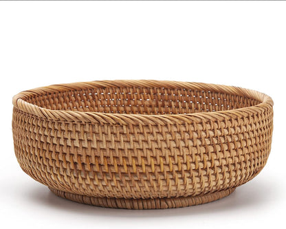 AJ Natural Rattan Storage Baskets Round, Storage Baskets Round, Set of 3pcs, Natural Brown