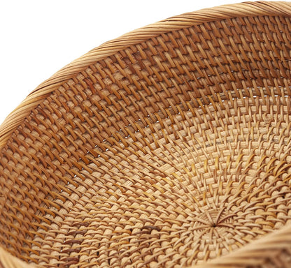 AJ Natural Rattan Storage Baskets Round, Storage Baskets Round, Set of 3pcs, Natural Brown