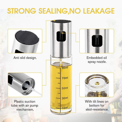 AJ 2Pack Oil Sprayer for Cooking 100ml, Glass Oil Spray Container, Set of 2pcs with Brush, Cleaning Brush & Funnel