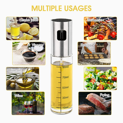 AJ 2Pack Oil Sprayer for Cooking 100ml, Glass Oil Spray Container, Set of 2pcs with Brush, Cleaning Brush & Funnel
