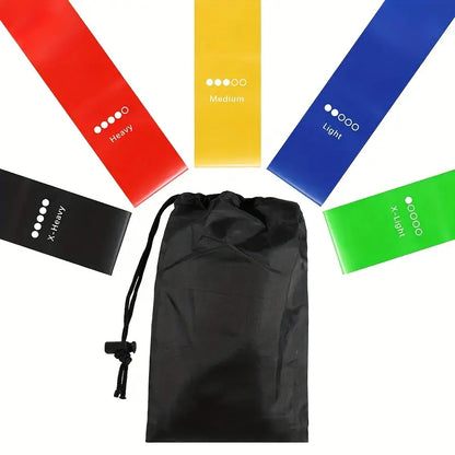 AJ Resistance Bands, Λάστιχα Γυμναστικής για Ισομετρικές Ασκήσεις, Yoga & Pilates, Σετ των 5 (Διάφορα Επίπεδα Αντίστασης)