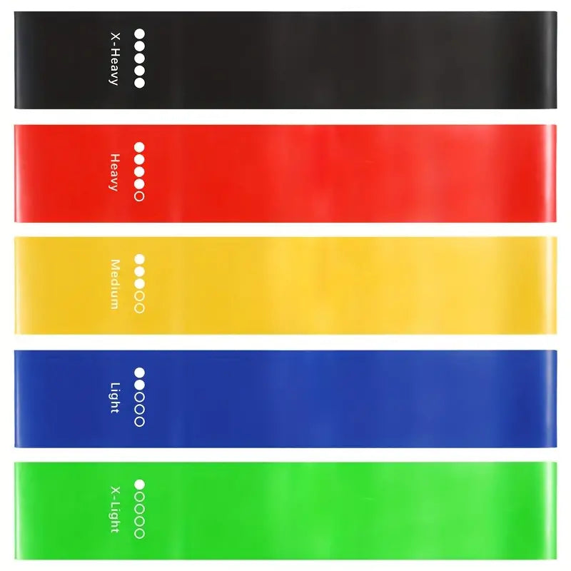 AJ Resistance Bands, Λάστιχα Γυμναστικής για Ισομετρικές Ασκήσεις, Yoga & Pilates, Σετ των 5 (Διάφορα Επίπεδα Αντίστασης)