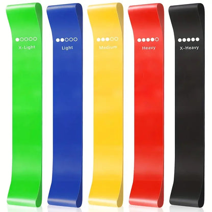 AJ Resistance Bands, Λάστιχα Γυμναστικής για Ισομετρικές Ασκήσεις, Yoga & Pilates, Σετ των 5 (Διάφορα Επίπεδα Αντίστασης)