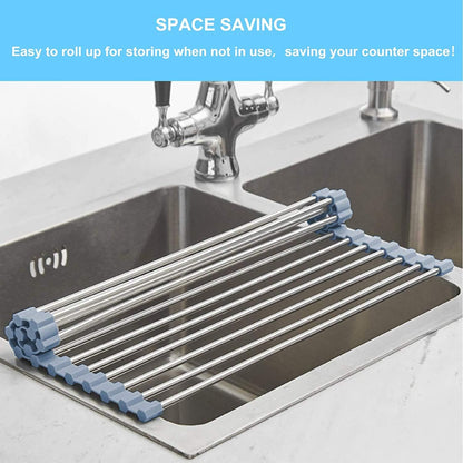 AJ Roll Up Dish Drying Rack, Αναδιπλούμενος Στεγνωτήρας Πιάτων για Νεροχύτη Κουζίνας