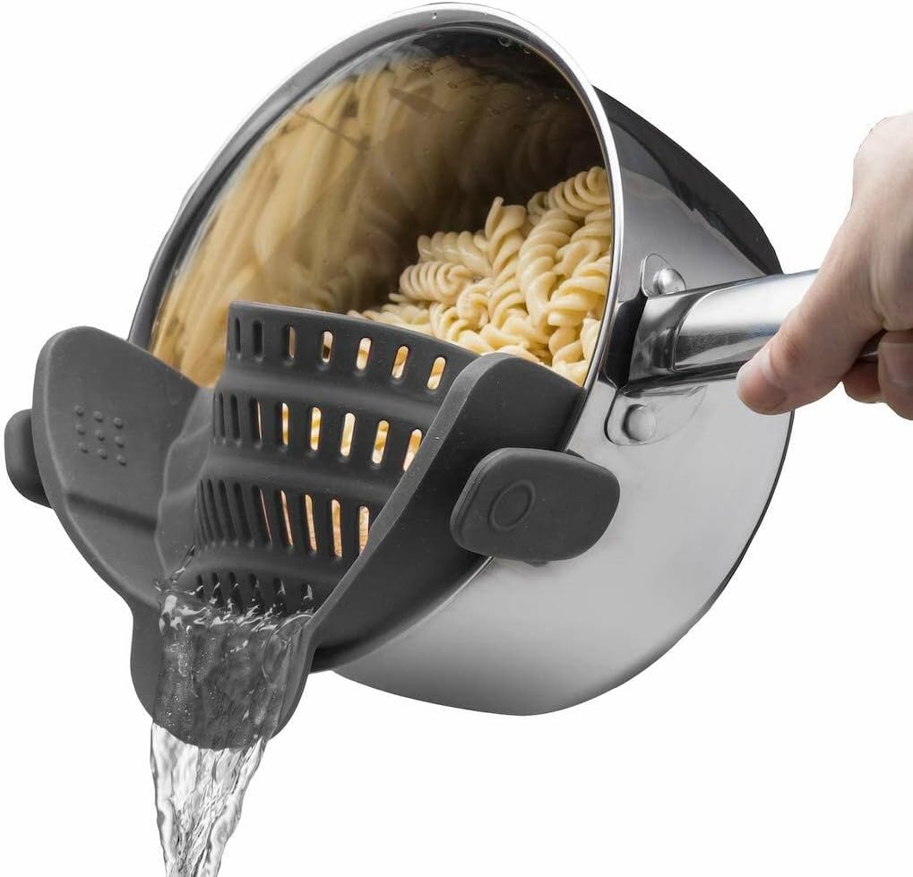 AJ Silicone Clip On Pot & Pasta Strainer, Σουρωτήρι Κατσαρόλας & Ζυμαρικών, Grey