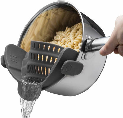 AJ Silicone Clip On Pot & Pasta Strainer, Σουρωτήρι Κατσαρόλας & Ζυμαρικών, Grey