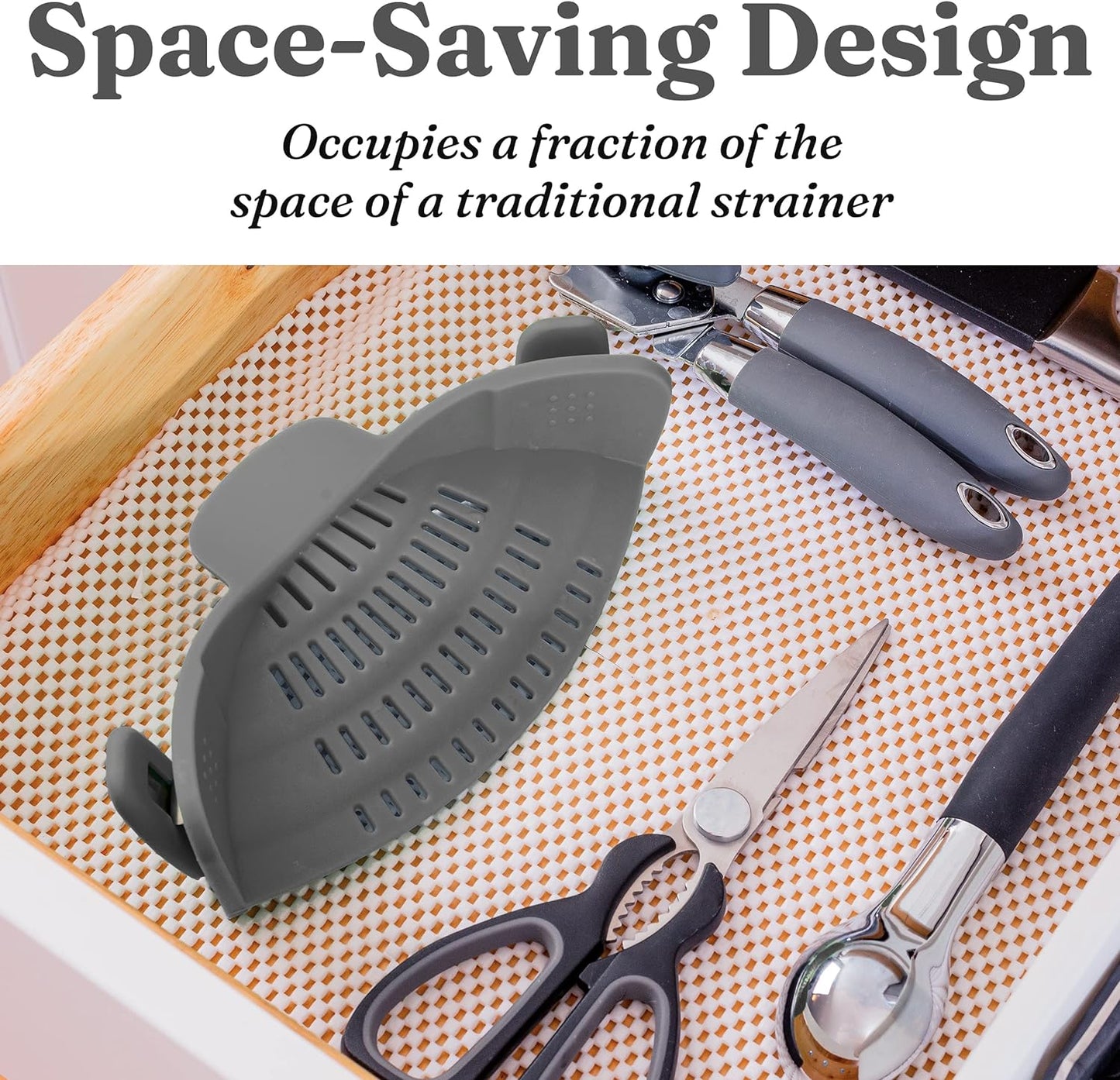 AJ Silicone Clip On Pot & Pasta Strainer, Σουρωτήρι Κατσαρόλας & Ζυμαρικών, Grey