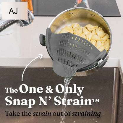 AJ Silicone Clip On Pot & Pasta Strainer, Σουρωτήρι Κατσαρόλας & Ζυμαρικών, Grey