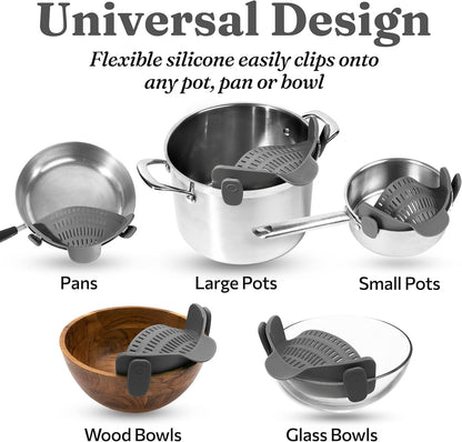 AJ Silicone Clip On Pot & Pasta Strainer, Σουρωτήρι Κατσαρόλας & Ζυμαρικών, Grey