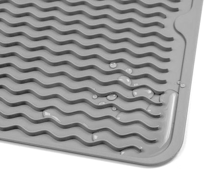 AJ Silicone Dish Drying Mat, Drying Surface L (40 x 30cm), Grey