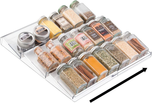 AJ Spice Drawer Organizer, 3 Place Spice Rack for Drawer / Cabinet Organizer, 42 x 18-37cm extendable