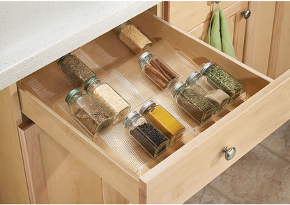 AJ Spice Drawer Organizer, 3 Place Spice Rack for Drawer / Cabinet Organizer, 42 x 18-37cm extendable