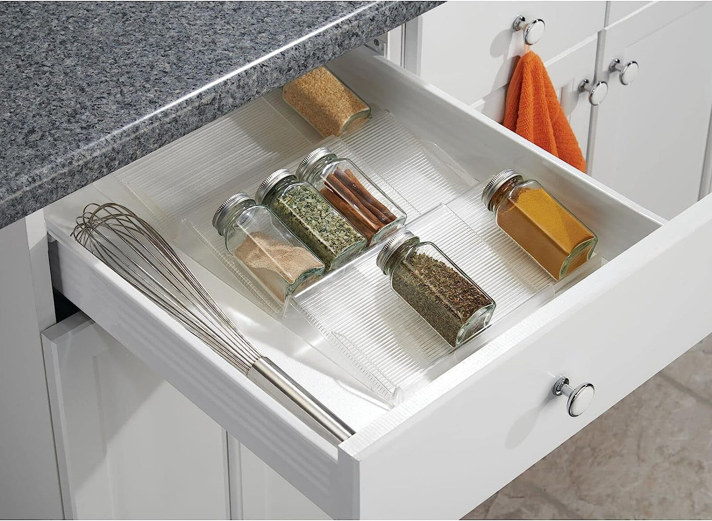 AJ Spice Drawer Organizer, 3 Place Spice Rack for Drawer / Cabinet Organizer, 42 x 18-37cm extendable