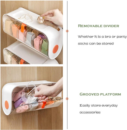 AJ Wall Mounted Underwear Storage Box, Wall Mounted Underwear & Accessories Case, 6 Places
