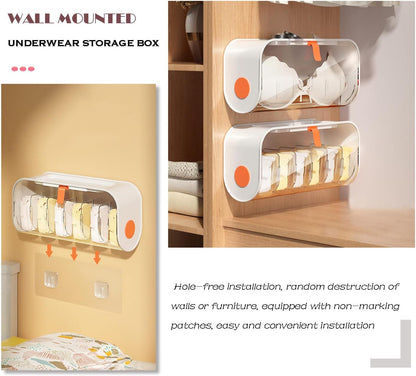 AJ Wall Mounted Underwear Storage Box, Wall Mounted Underwear & Accessories Case, 6 Places