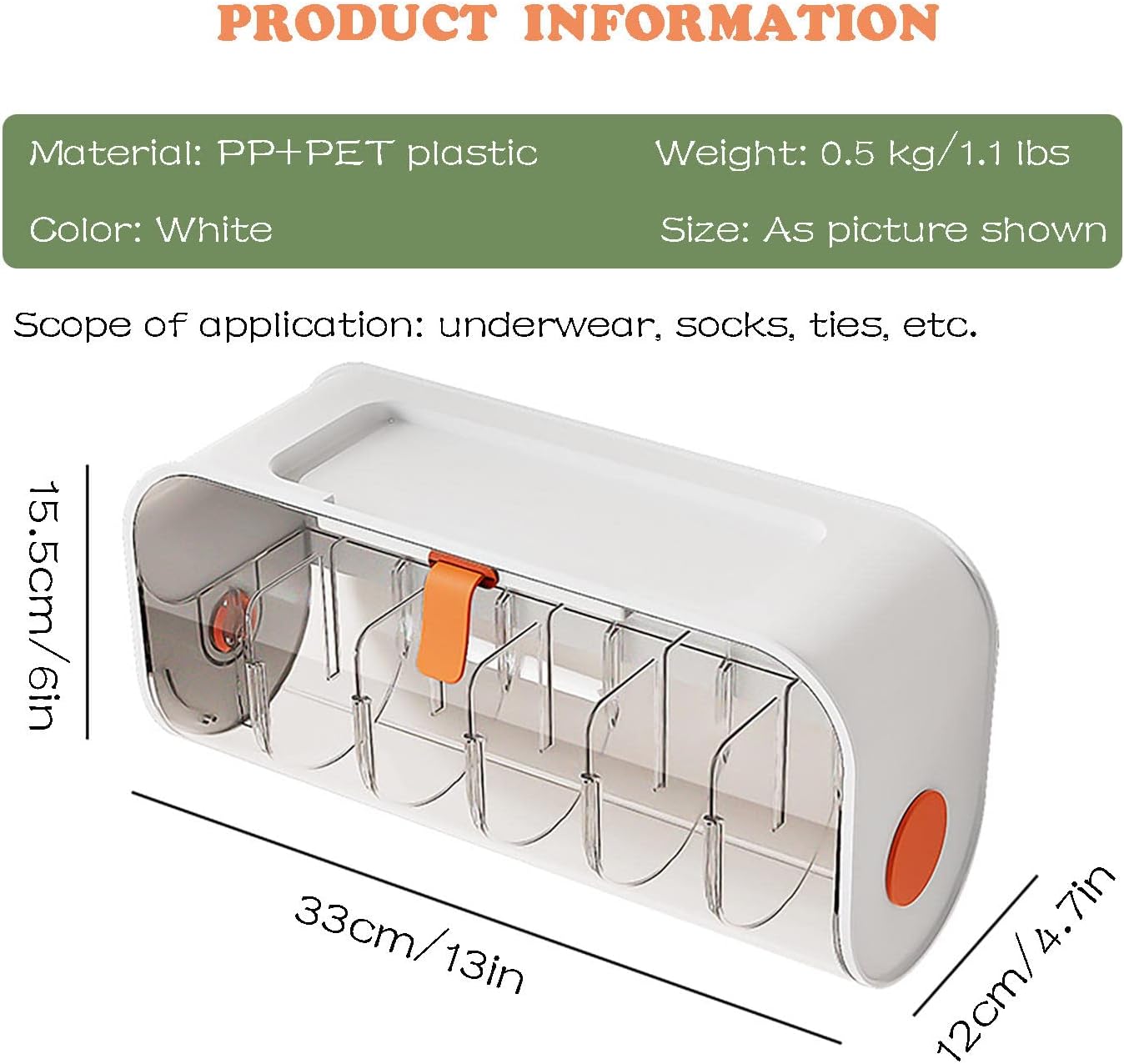 AJ Wall Mounted Underwear Storage Box, Wall Mounted Underwear & Accessories Case, 6 Places
