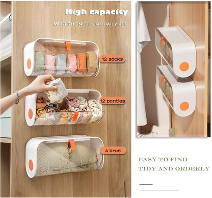 AJ Wall Mounted Underwear Storage Box, Wall Mounted Underwear & Accessories Case, 6 Places